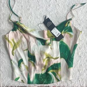 Elegant Green and Pink Corset Women's Top NWT